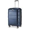 Hauptstadtkoffer - Britz - Valigetta rigida con scomparto per laptop, trolley, trolley, valigia da viaggio espandibile, TSA, 4 ruote, 66 cm, 60 litri, blu scuro