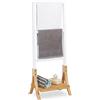 Relaxdays Portasciugamani da Terra per il Bagno, a 3 Bracci, con Ripiano Portaoggetti, 104x41x28,5 cm, Naturale Bianco