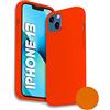 Phonix Cover per iPhone 13 Silicone Liquido Arancione Italia - Custodia per iPhone 13 Compatibile con Ricarica Wireless - Case Morbido Antiurto con Bordi Rialzati