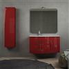 Baden Haus Mobile bagno sospeso rosso lucido 105 cm con specchio filo lucido, colonna da 140 cm e lavabo a sinistra