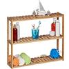 Relaxdays Mensola in bambù, 3 Ripiani Regolabili, da Parete e Tavolo, 50 x 60 x 15 cm, Bagno e Cucina, Legno, Naturale