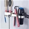 XILIMEN Porta phon e piastra, Porta phon da muro, Porta piastra per capelli, Porta asciugacapelli con 2 Scomparti E Supporto per Cavo, in acciaio inox Porta Phone Bagno da Muro, Supporto per asciugacapelli