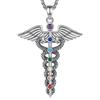 EUDORA Harmony Ball Collana Caduceo in Argento Sterling 925 per Donna Uomo, Simbolo Medico Bastone di Asclepio Ali d'Angelo Protettore Ciondolo Gioielli Amuleto Regalo per Dottore Infermiere, 20+2