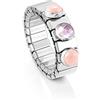 Nomination® - Anello Donna in Acciaio Inossidabile con 2 Pietre e 1 Cristallo Sfaccettato Rosa, Eleganza Made in Italy, Perfetto per Ogni Occasione, Misura Estendibile 12/13cm