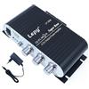 DollaTek LP-808 12V MiNi Amplificatore HiFi portatile cablato con alimentatore 3A per telefono di casa per auto - Nero