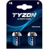 TYZON C Super - Batterie alcaline da 1,5 Volt, 2 pezzi, ideali per dispositivi a basso consumo energetico