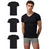 Burnell & Son Business - Canottiera con Scollo a V e Scollo a V, Slim Fit, da Uomo, in Cotone Traspirante a Costine (Taglie: S-3 XL), Colore: Bianco Bianco L