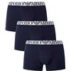 Emporio Armani Stretch Cotton Shiny Logoband 3-Pack Trunk, Boxer Uomo, Multicolore (Marine-Marine-Marine), XL