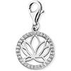Engelsrufer Ciondolo da donna a forma di fiore di loto, in argento Sterling, decorato con 32 zirconi, chiusura a moschettone, senza nichel, Ø13,5 mm, Argento sterling, Zirconia cubica