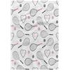 3dRose Grey And Pink Asciugamano Tennis Love Pattern Grigio E Rosa, Cotone Poliestere, Multicolore, 15 x 22-inch