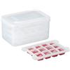 Relaxdays Set Vaschette per Cubetti di Ghiaccio, 4 Stampi Portaghiacchio,privi di BPA, con Box e Coperchio, Trasparente, 11 x 22 x 15 cm