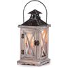 Sziqiqi Lanterna Portacandele Lanterne a Candela Decorative in Metallo in Legno Invecchiato Vintage per Centrotavola per Natrimonio Rustico Lanterna Pensile Fattoria da Interno e Esterno Decor 28cm