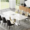 POVISON Tavolo da pranzo moderno in finto marmo bianco 180cm Per 6 persone