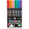 Tinc - Penne Gel Contorno Glitter - Set di 6 Marcatore con Inchiostro Argento Scintillante e Bordo Colorato - Accessorio Creativo per Disegno e Scuola - Multicolore