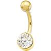 Monde Petit - Piercing Ombelico Oro Giallo 9K Rotondo Zirconia 6 mm Brillante - Scatola Regalo - Certificato di garanzia