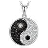 JewelryPalace Collana Donna Yin Yang Argento 925 con Naturale Spinello Nero, Tai Chi Collana Ciondolo Pietra a Taglio Rotondo con Catena 45cm, Collane Pendenti Anniversario Set Gioielli Donna
