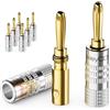 deleyCON 8 Pezzi Connettori a Banana Come Set - Placcato Oro Avvitabile per Cavo per Altoparlanti 0,75 mm - 4,5 mm & ad Esempio HiFi Ricevitore - Argento
