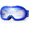 EXP VISION Occhiali da sci per bambini, antiappannamento, con protezione UV, occhiali da neve, per ragazzi e ragazze (Cornice blu blu)