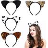 VIKSAUN 4 pezzi Orecchio di gatto, Ghepardo, Strisce di tigre, Mucche Fascia Peluche, per Costume Giochi Compleanno Festa per Bambini Adulti (4 Pcs)