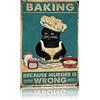 LBS4ALL Baking Wall Decor Black Cat Coffee Because Murder is Wrong Metal Tin Sign Bar Pub Man Cave Wall Decor
