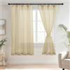 DWCN Tende in voile con nastro arricciato effetto lino, 2 pezzi, tende semi-trasparenti per soggiorno, tende trasparenti corte, beige, 160x140 cm (altezza x larghezza)