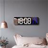 Aolyty Orologio da parete a LED, sveglia digitale con luminosità regolabile, grande schermo da comodino, orologio a specchio con visualizzazione della temperatura, data e umidità (bianco blu)