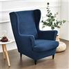 Highdi 2 Pezzi Jacquard Copripoltrona con Orecchie Elasticizzato, Copridivano da 1 Posto con Fodera per Cuscino, Lavabile Rimovibile per Bar Soggiorno Camera da Letto (Blu Navy)
