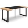 Skraut Home | Consolle allungabile | Tavolo consolle allungabile | 180 | Per 8 persone | Gambe in legno | Stile moderno | Rovere e nero