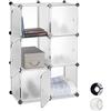 Relaxdays Scaffale Componibile con Cubi, Divisorio per Soggiorno con 6 Ante, Plastica, HxLxP: 97,5x66x32 cm, Trasparente
