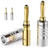 deleyCON 4 Pezzi Connettori a Banana Come Set - Placcato Oro Avvitabile per Cavo per Altoparlanti 0,75 mm - 4,5 mm & ad Esempio HiFi Ricevitore - Argento