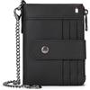LUUFAN Portafoglio da uomo con catena Portafoglio bifold con doppia cerniera in vera pelle Portamonete Porta carte di credito (Nero)
