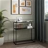[en.casa] Tavolo a Consolle in Metallo Mobile da Ingresso Corridoio 80 x 80 x 30 cm Consolle Stretto con 2 Piani di Appoggio - Nero