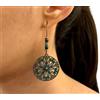Generic ✿ DISCO DI PIETRA HOWLITE TRIBALE RAME AZZURRO ROTONDO SU AMI LUNGHI RENO ✿ meravigliosi orecchini etno, orecchini turchesi con cocco