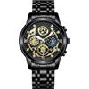 RORIOS Orologio Analogico Quarzo da Uomo Orologio da Polso Diamante Impermeabile Orologio Lavoro Acciaio Inossidabile Orologio Luminosi Calendario nero