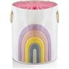 INough Cesto per il Bucato per Bambini Rosa, 58L in Tela con Chiusura a Coulisse Cesto Extra Large per Vestiti del Bambino Cesto per la Nursery e Giocattoli (Arcobaleno)