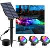 NATPOW Luci solari per laghetto, 18 LED super luminosi RGB paesaggistici IP68 luci subacquee per stagno luci a LED sommergibili per pesci acquario, piscina, fontana stagno (3 lampade per testa)