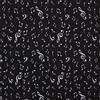 Kt KILOtela - Tessuto Canvas Stampato, Rivestire, Foderare, Divani, Tavolo, Sedia, Letto, Tende, Cuscini, Borse, Portafogli, 100 cm Lunghezza x 280 cm Altezza, Note Musicali, Nero, Bianco - 1 Metro
