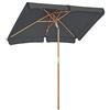 SONGMICS Ombrellone per Balcone, 200 x 125 cm, Rettangolare, Protezione Solare, Palo per Ombrellone, Stecche di Legno per Ombrellone, Pieghevole, Senza Supporto, Giardino, Esterno, Grigio GPU26GY