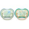 PHILIPS Ciuccio Philips Avent ultra air - 2 ciucci leggeri, traspiranti e fluorescenti per bambini tra 0 e 6 mesi, senza BPA, con custodia da trasporto per sterilizzatore (modello SCF376/18)