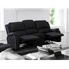 Vente-unique-Divano 3 posti relax in microfibra Nero - HERNANI