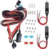 GTIWUNG 1 Pezzo Auto Accendisigari Adattatore con 2 Clip Crocodile, 3.1M 16AWG Cavo Prolunga Accendisigari 12V/24V con Protezione Fusibile + 2pz Maschio Presa Accendisigari Adattatore con 15CM Cavo