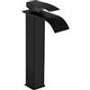 Tayqwiheva Rubinetto da bagno alto, a cascata per lavabo, miscelatore monocomando, colore nero opaco