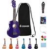 Donner Ukulele per Bambino Principiante Soprano Ukulele Kit 21 Polllici con Custodia Corde Ukelele Hawaiano Online Lezione Colore Viola