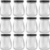 HEFTMAN Piccoli barattoli di vetro con coperchio, 12 bottiglie vuote ermetiche in vetro da 100 ml, con coperchio, dimensioni da viaggio, vasetti per budino, yogurt, mini barattoli per miele, piccoli