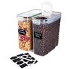 Vtopmart Contenitori Alimentari Per Cereali E Pasta – 4 Pezzi Da 4L, In Plastica Senza BPA, Impilabili, Con Coperchi Ermetici – Incluso Set Di 24 Etichette (Nero)