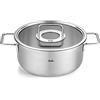 Fissler Pure Collection - Pentola per arrosto, in acciaio inox (diametro 24 cm, 3,9 L), con coperchio in vetro, scala graduata interna, compatibile induzione
