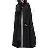 Masrin Mantello medievale da donna, oversize, lunghezza alla caviglia, con polsino, trench in tinta unita con cappuccio, cappotto di lana rinascimentale, stile gotico, per cosplay, Halloween, costume da