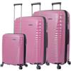 TOTTO - Set di valigie rigide - Traveler - Deco Rose - Rosa - Tre misure di valigie - Sistema espandibile - Sistema TSA - Fodera in poliestere, Rosa, TRAVEL