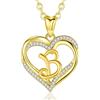 INFUSEU Collana Lettera B, Gioielli Dell'alfabeto 18K Oro Ciondolo Doppio Cuore Cubici Zirconi Nome Catena Da 20 Pollici Regali per Femminile Nonna Lei