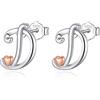 CELESTIA Orecchini Bambina Anallergici Donna Orecchini con Iniziale Punto Lucea Argento 925 Oro Rosa Idee Regalo x Lei